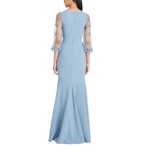 NWT Theia Kiera Beaded Puff Sleeve Gown in Storm Blue Size 4 - Picture 16 of 16